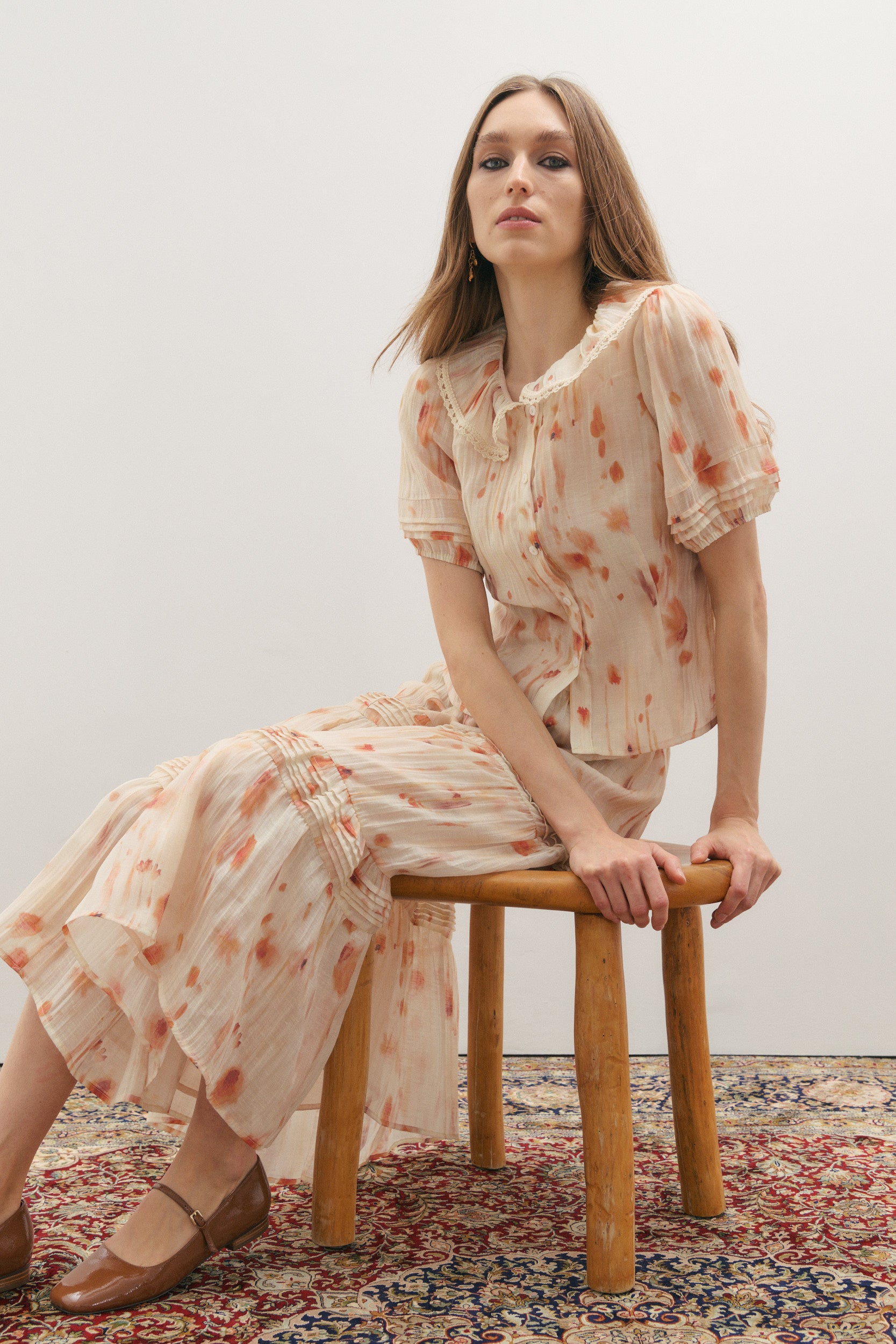 Apricity Short Sleeved Shirt - Peaches & Cream