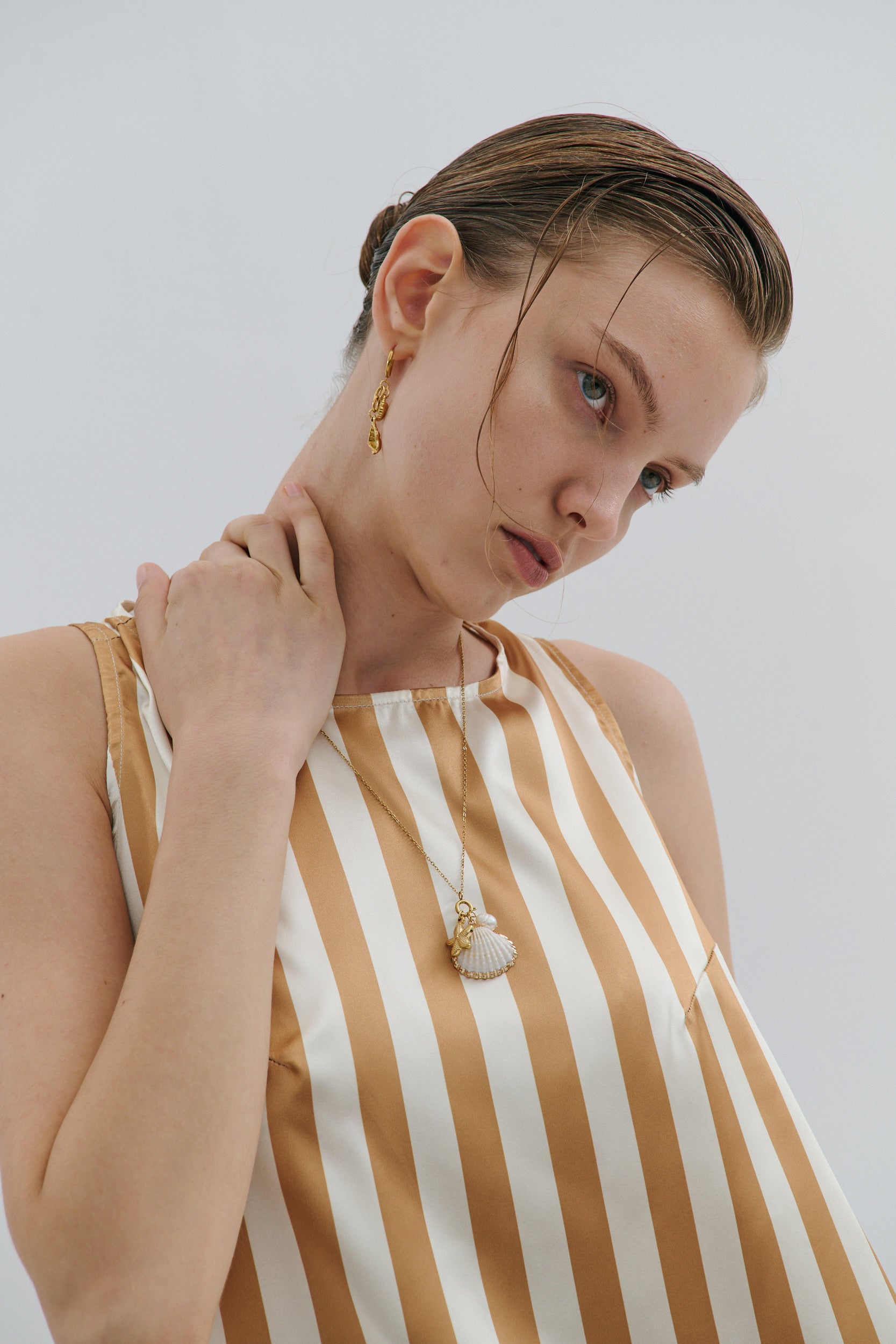 Golden Afternoon Top - Gold Cream Pinstripe