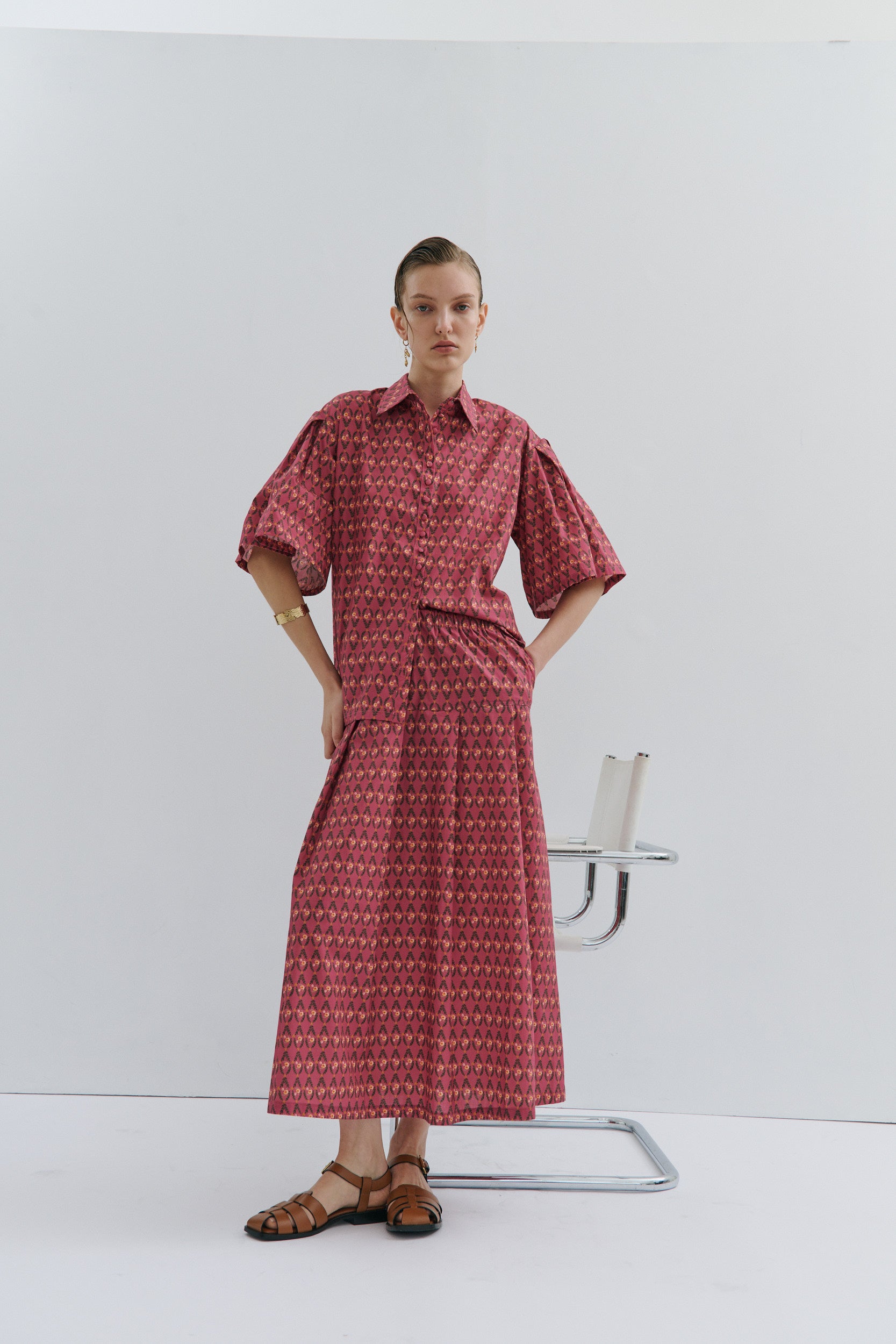 Lacie Pleated Midi Skirt Rosewood