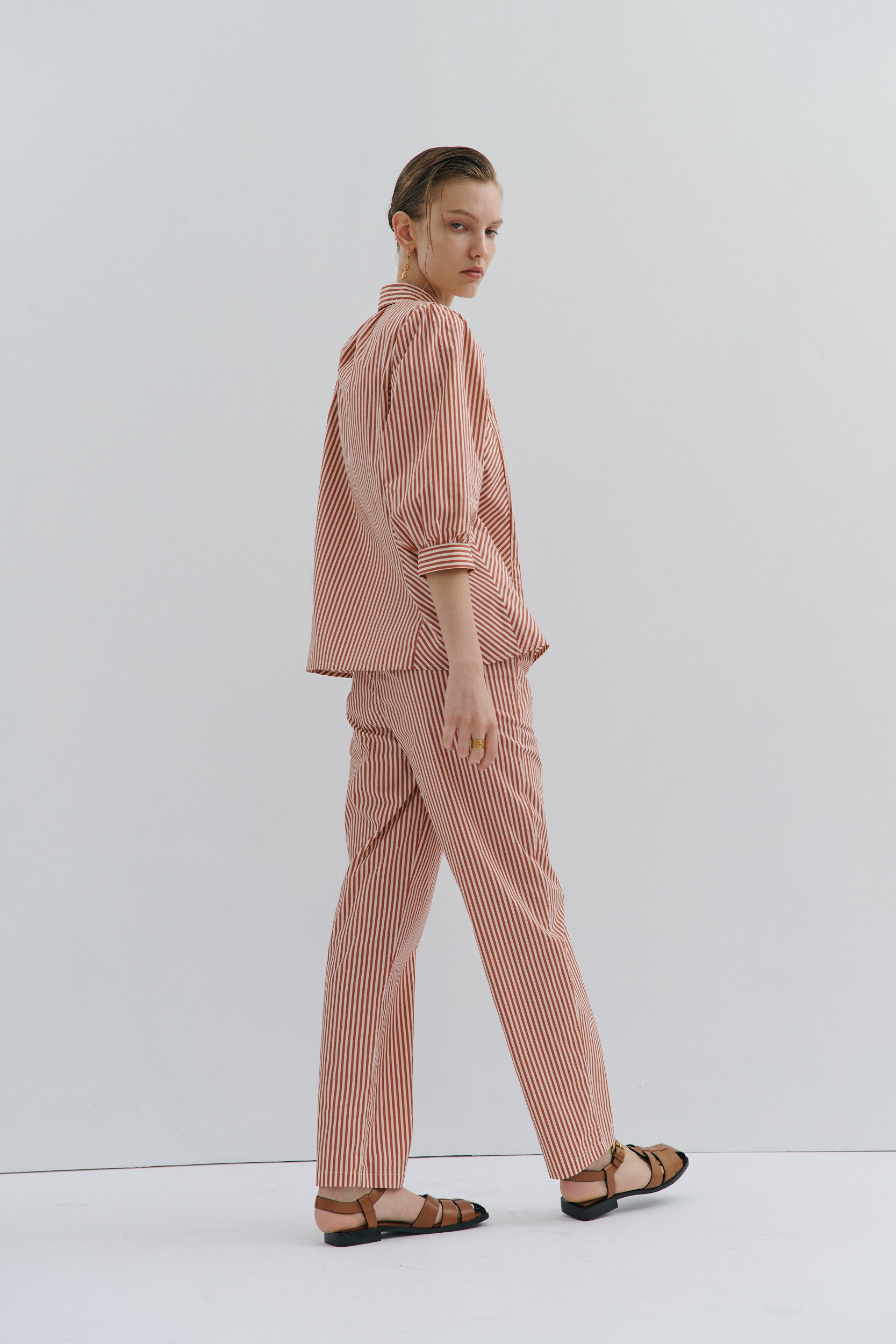 Goldie Tapered Casual Pant - Picnic Pinstripe