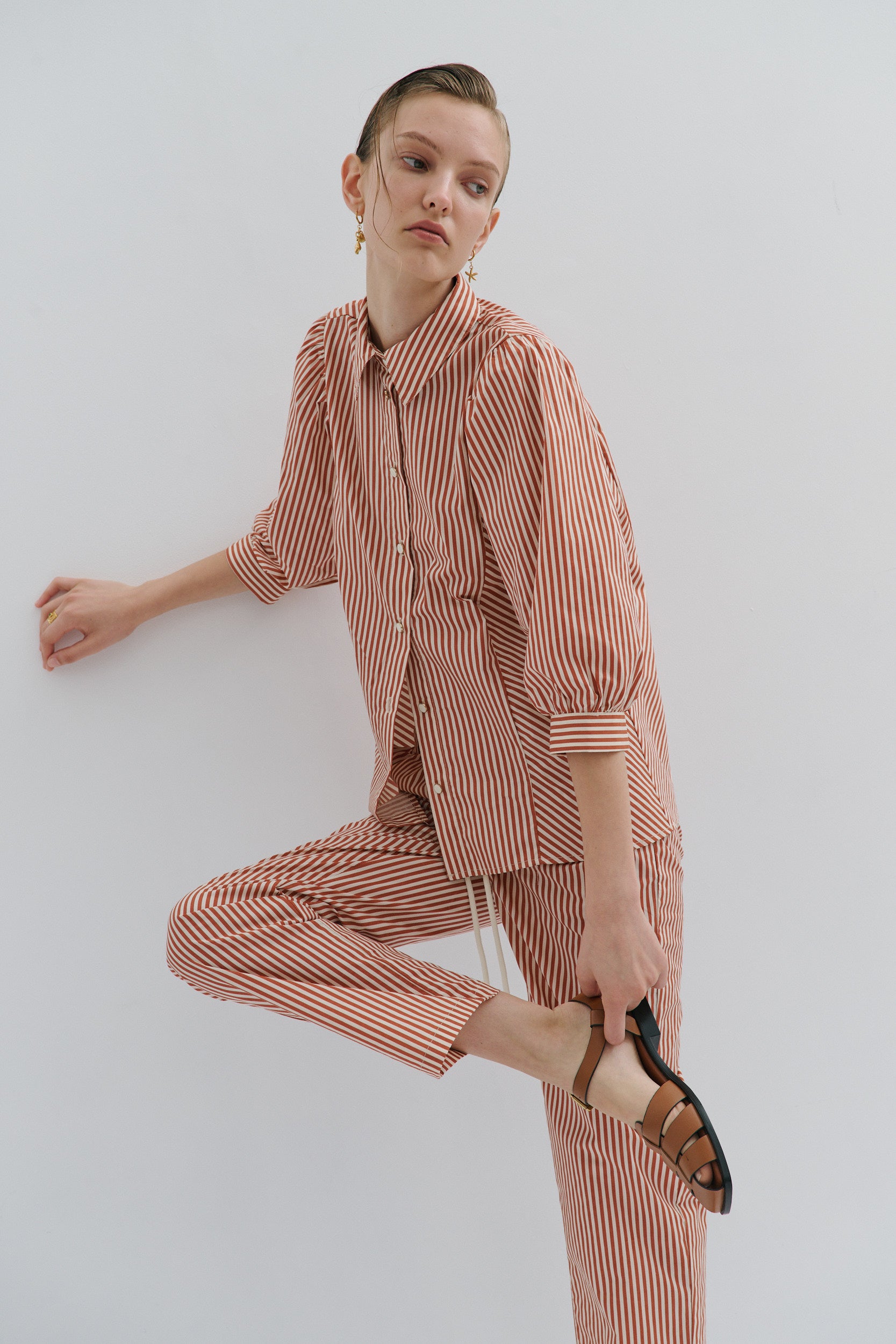 Goldie Tapered Casual Pant - Picnic Pinstripe