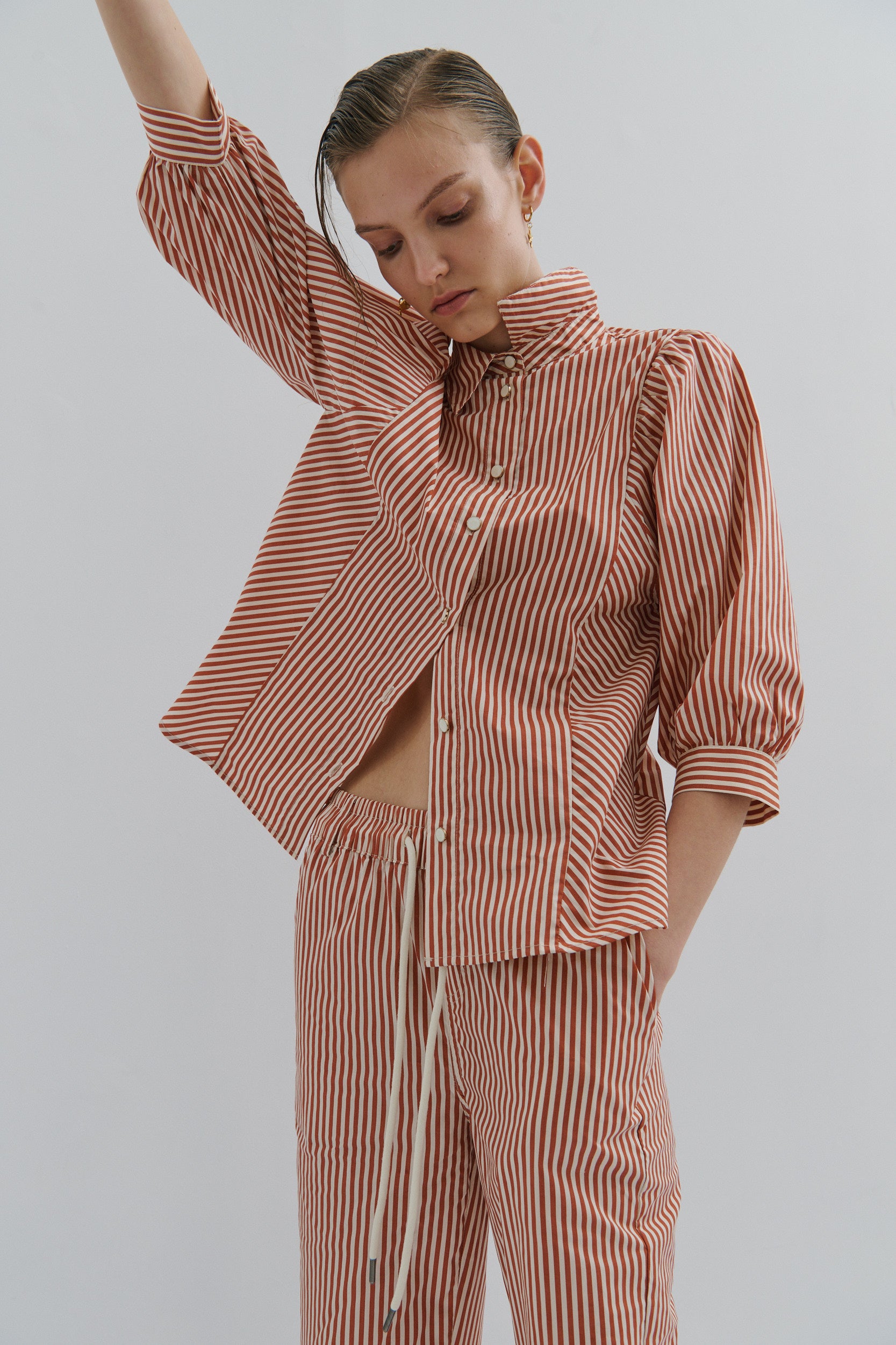 Goldie Tapered Casual Pant - Picnic Pinstripe