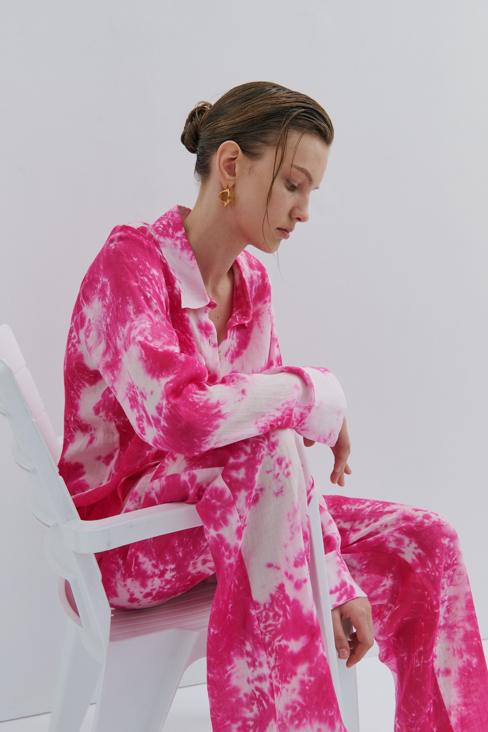 Farrah long-sleeved Shirt Pink Tie-dye