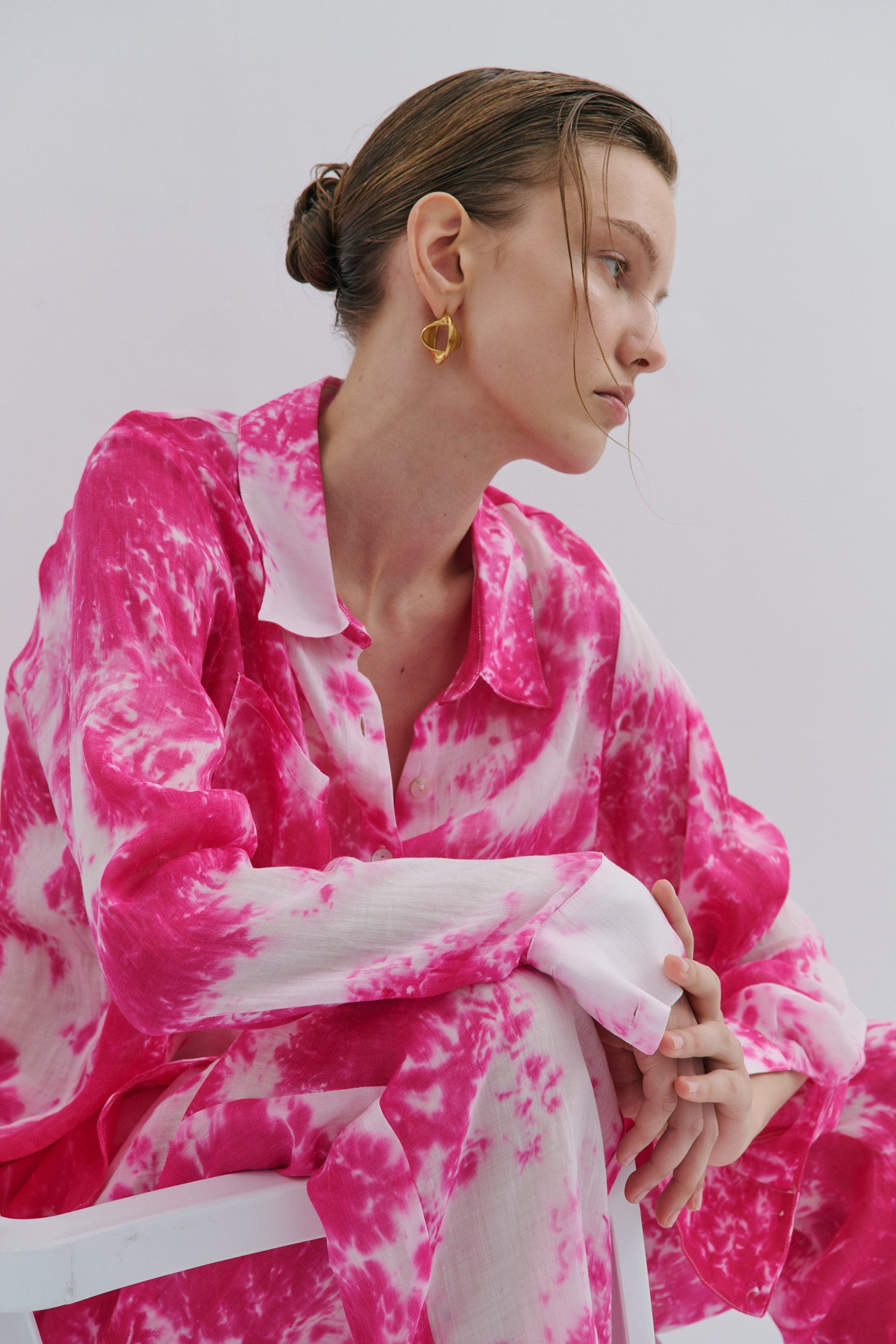Farrah long-sleeved Shirt Pink Tie-dye