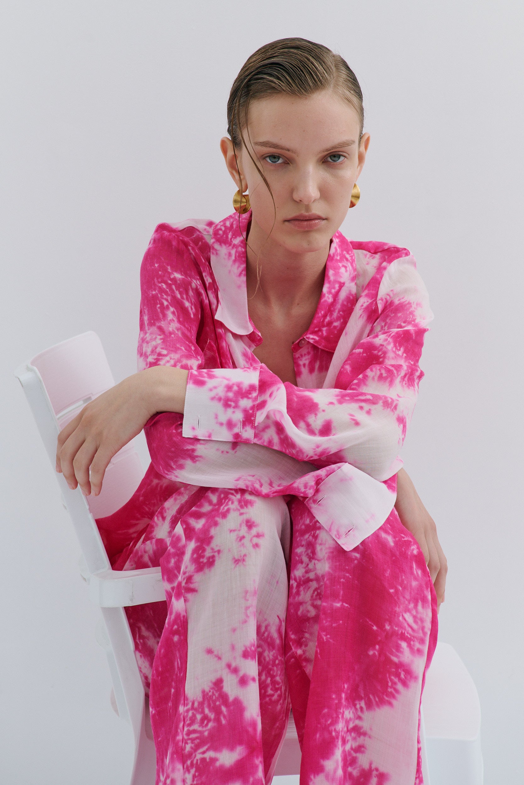 Farrah Wide Leg Pant Pink Tie-dye