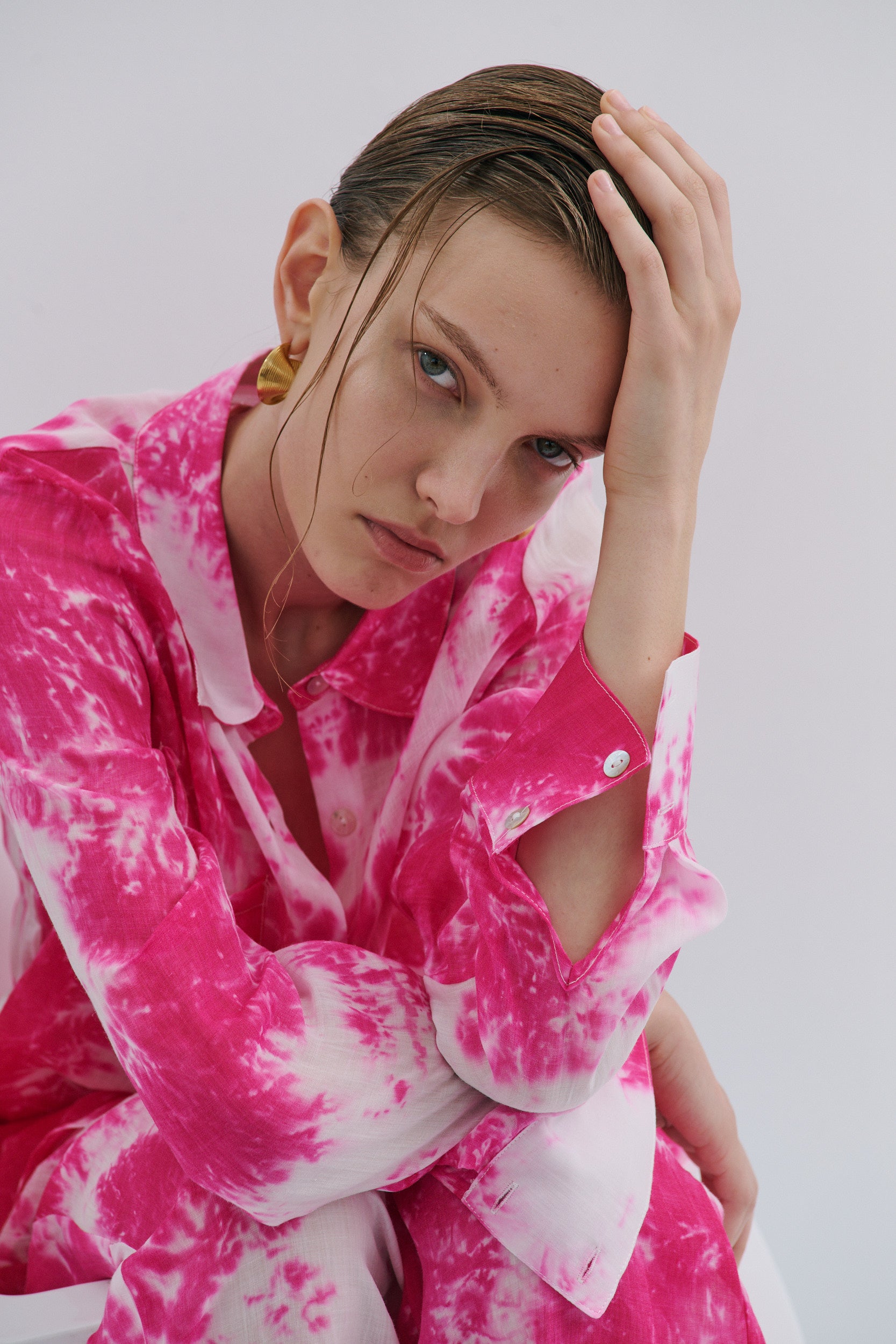Farrah long-sleeved Shirt Pink Tie-dye