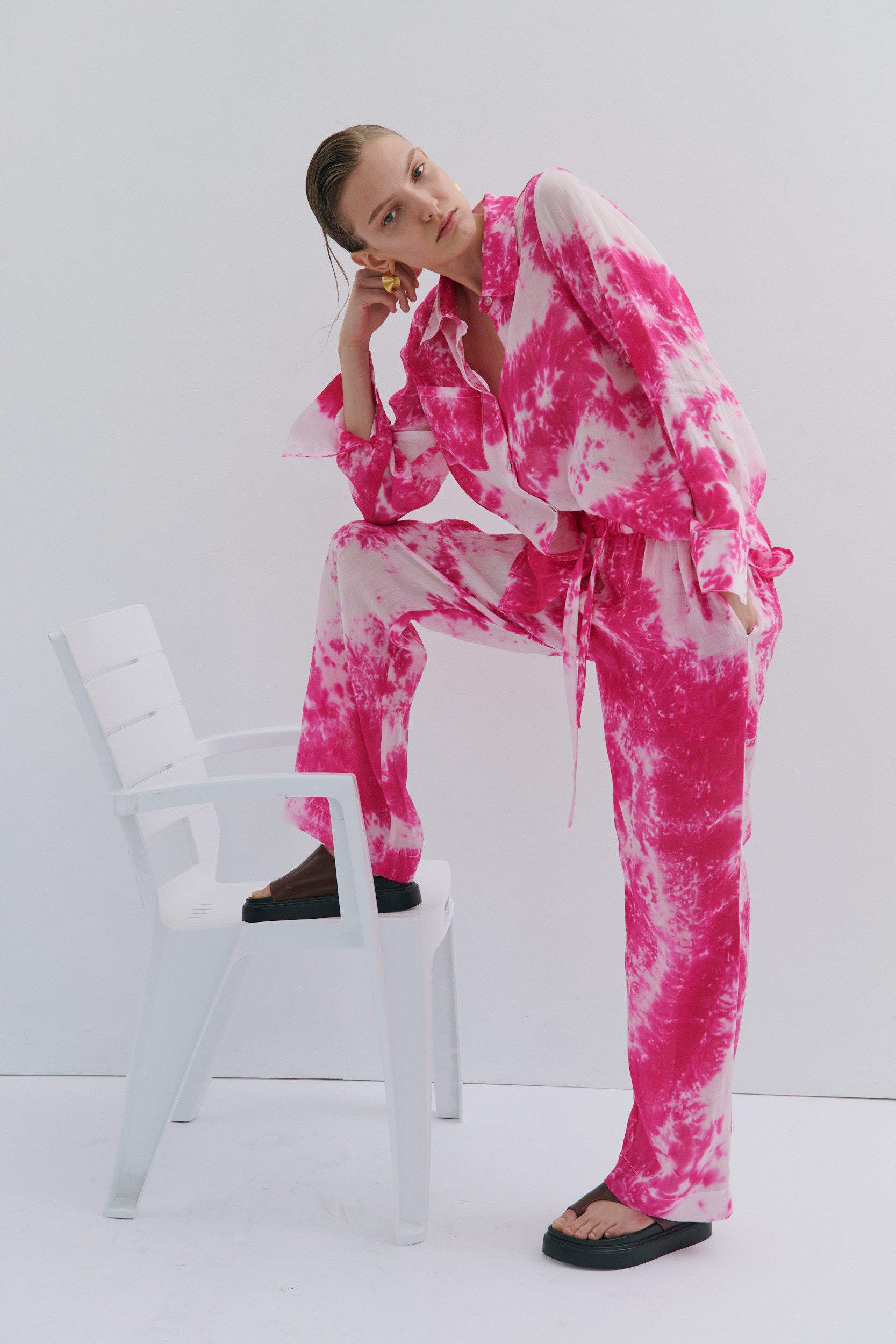 Farrah long-sleeved Shirt Pink Tie-dye