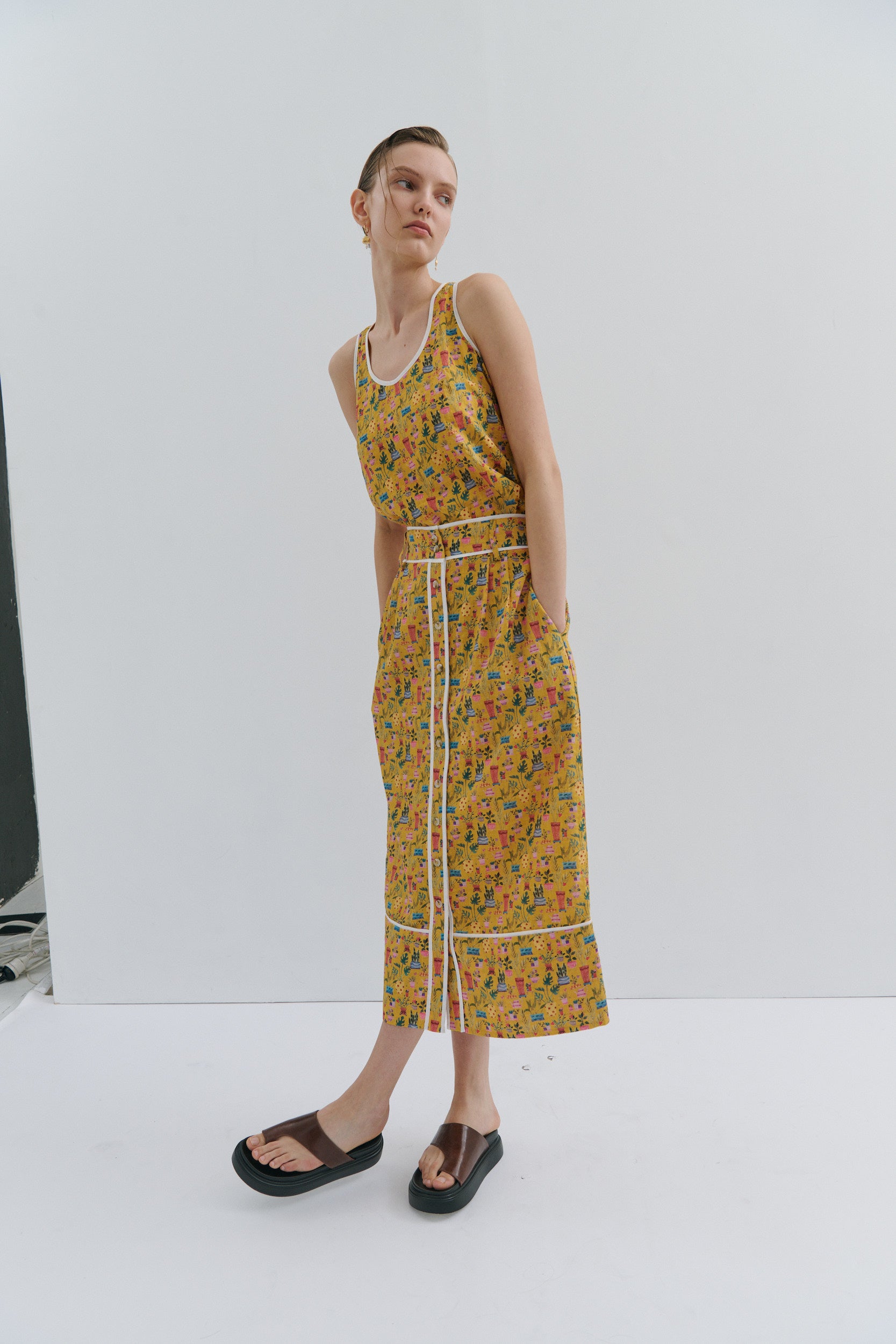 Alice Midi Skirt - Yellow Tea Party