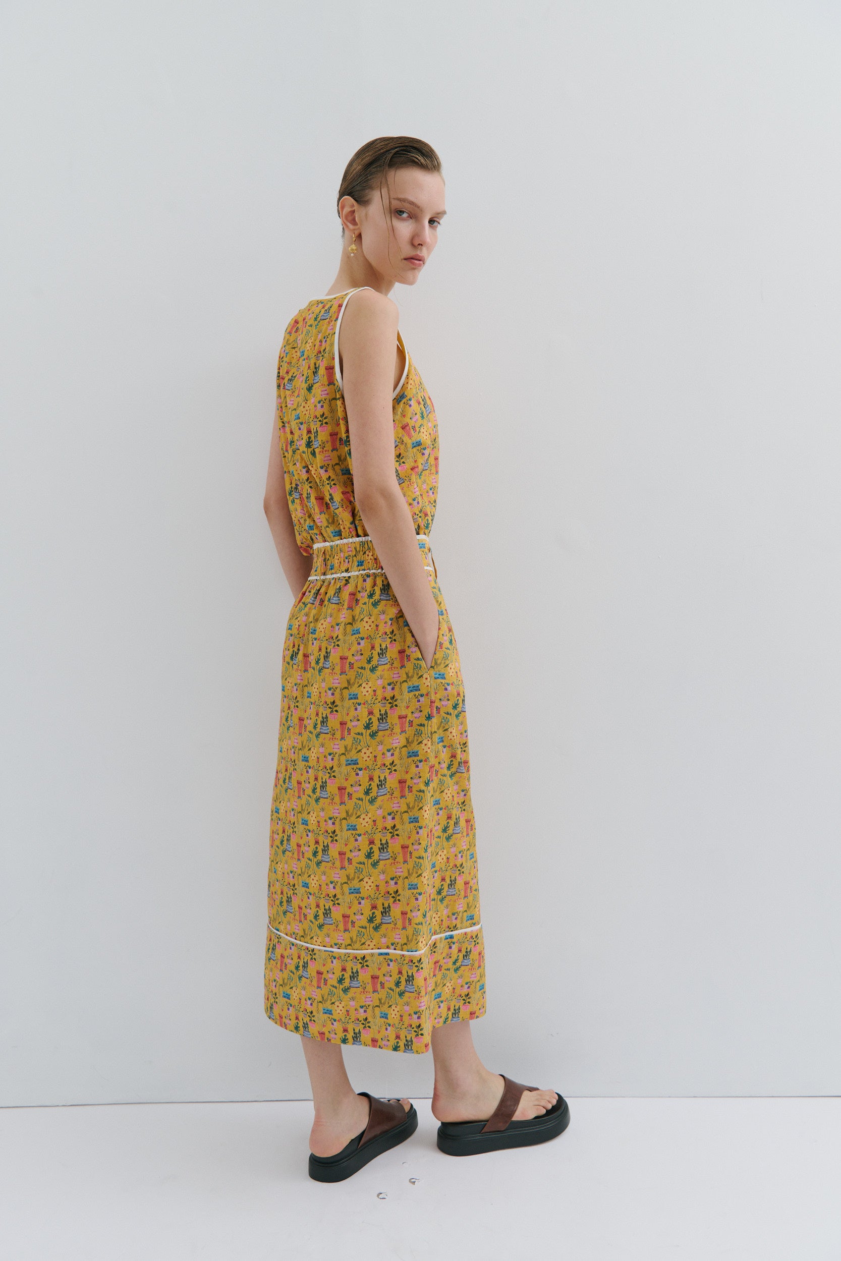 Alice Midi Skirt - Yellow Tea Party